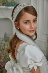 Pentelei Couture Puff Sleeve Communion Dress – Elegant White Gown